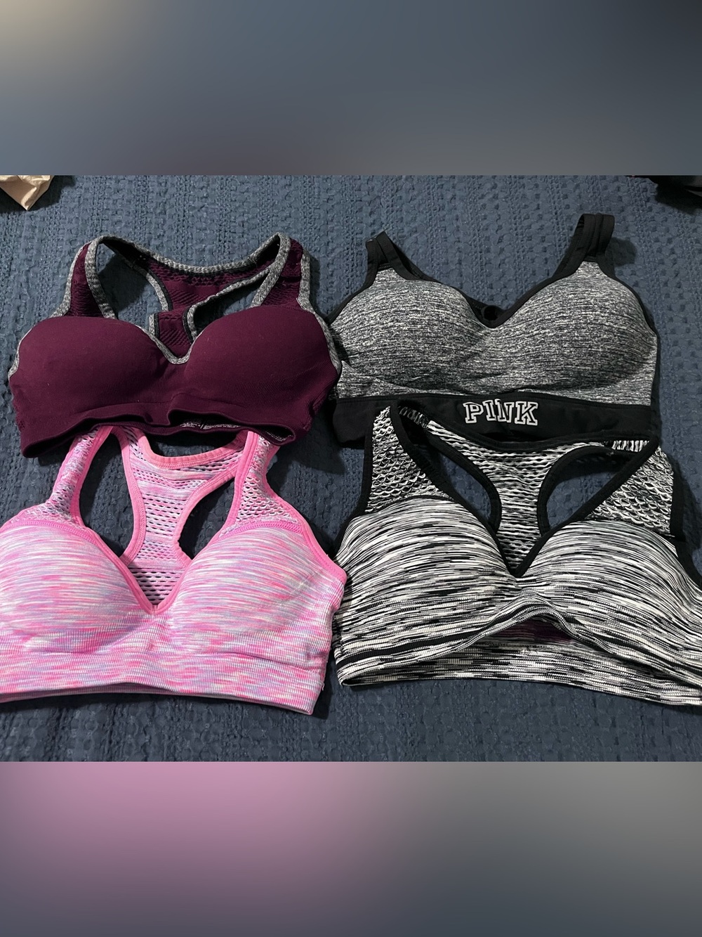 PINK Victoria's Secret Sports Bra Bundle - Pink, Maroon & Heather Gray